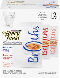 Purina Fancy Feast Limited Ingredient Wet Cat Food Complement Variety Pack Broths Classic Collection - (12) 1.4 oz. Pouches