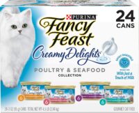 Purina Fancy Feast Wet Cat Food Variety Pack Creamy Delights Poultry and Seafood Collection - (24) 3 oz. Cans