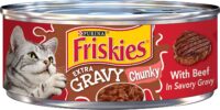 Purina Friskies Gravy Wet Cat Food Extra Gravy Chunky With Beef in Savory Gravy - (24) 5.5 oz. Cans