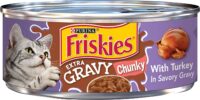 Purina Friskies Gravy Wet Cat Food Extra Gravy Chunky With Turkey in Savory Gravy - (24) 5.5 oz. Cans