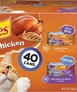 Purina Friskies Gravy Wet Cat Food Variety Pack TurChicken Extra Gravy Chunky Meaty Bits and Shreds - (40) 5.5 oz. Cans