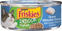 Purina Friskies Indoor Wet Cat Food Indoor Flaked Ocean Whitefish Dinner in Sauce - (24) 5.5 oz. Cans