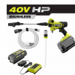 RYOBI RY124052KVNM 40-Volt HP Brushless EZClean 600 PSI 0.7 GPM Cold Water Power Cleaner with 2.0 Ah Battery and Charger
