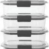 Rubbermaid 10-Piece Brilliance Food Storage Containers with Lids for Lunch, Meal Prep, and Leftovers, Dishwasher Safe, 3.2-Cup, Clear/Grey