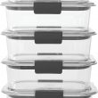 Rubbermaid 10-Piece Brilliance Food Storage Containers with Lids for Lunch, Meal Prep, and Leftovers, Dishwasher Safe, 3.2-Cup, Clear/Grey