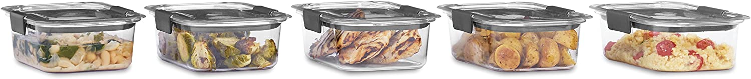 Rubbermaid Brilliance BPA Free Food Storage Containers with Lids, Airtight,  for Lunch, Meal Prep, and Leftovers, Set of 5 (3.2 Cup)