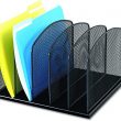 Safco Products Onyx Mesh 5 Sort Vertical Desktop Organizer 3256BL, Black Powder Coat Finish, Durable Steel Mesh Construction
