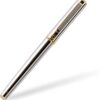 Scriveiner Silver Chrome Rollerball Pen - Stunning Luxury Pen with 24K Gold Finish, Schmidt Ink Refill, Best Roller Ball Pen Gift Set for Men & Women, Professional, Executive Office, Nice, Fancy Pens