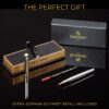 Scriveiner Silver Chrome Rollerball Pen - Stunning Luxury Pen with 24K Gold Finish, Schmidt Ink Refill, Best Roller Ball Pen Gift Set for Men & Women, Professional, Executive Office, Nice, Fancy Pens