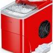 Silonn Ice Makers Countertop, 9 Cubes Ready in 6 Mins, 26lbs in 24Hrs, Self-Cleaning Ice Machine with Ice Scoop and Basket, 2 Sizes of Bullet Ice for Home Kitchen Office Bar Party (Red)