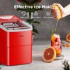 Silonn Ice Makers Countertop, 9 Cubes Ready in 6 Mins, 26lbs in 24Hrs, Self-Cleaning Ice Machine with Ice Scoop and Basket, 2 Sizes of Bullet Ice for Home Kitchen Office Bar Party (Red)