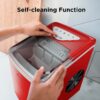 Silonn Ice Makers Countertop, 9 Cubes Ready in 6 Mins, 26lbs in 24Hrs, Self-Cleaning Ice Machine with Ice Scoop and Basket, 2 Sizes of Bullet Ice for Home Kitchen Office Bar Party (Red)