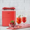 Silonn Ice Makers Countertop, 9 Cubes Ready in 6 Mins, 26lbs in 24Hrs, Self-Cleaning Ice Machine with Ice Scoop and Basket, 2 Sizes of Bullet Ice for Home Kitchen Office Bar Party (Red)