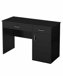 South Shore 7270070 Pure Black Rectangular 2 -Drawer Computer Desk with Adjustable Shelves