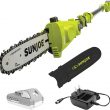 Sun Joe 24V-PS10-LTE 24-Volt iON+ 10-inch Cordless Telescoping Pole Chainsaw, Kit (w/ 2.0-Ah Battery and Charger), Green