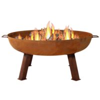 Sunnydaze Decor RCM-LG570 34-in W Orange Cast Iron Wood-Burning Fire Pit
