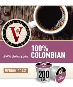 Victor Allen's Coffee 100% Colombian Medium Roast 200 Count Single Serve Coffee Pods for Keurig K-Cup Brewers