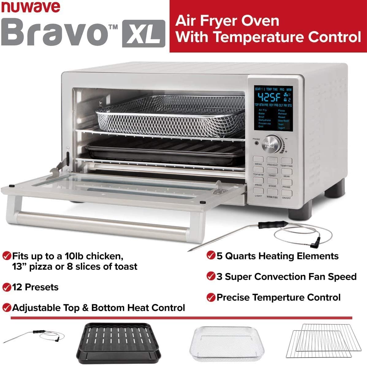 NuWave Bravo Convection Toaster Ovens Air Fryer Combo