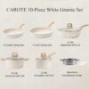 CAROTE C01520 Pots and Pans Set Nonstick, White Granite Induction Kitchen Cookware Sets, 10 Pcs Non Stick Cooking Set w/ Frying Pans & Saucepans(PFOS , PFOA Free)