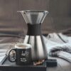 Asobu Insulated Pour Over Coffee Maker (32 oz.) Double-Wall Vacuum, Stainless-Steel Filter and Take on the Go Carafe (Silver)