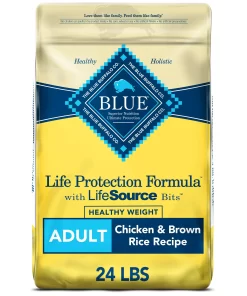 Blue Buffalo Life Protection Formula Healthy Weight Chicken and Brown Rice Dry Dog Food for Adult Dogs Whole Grain 24 lb. Bag