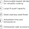 CHEFMAN 2 in 1 Max XL 8 Qt Air Fryer, Healthy Cooking, User Friendly, Basket Divider For Dual Cooking, Nonstick Stainless Steel, Digital Touch Screen with 4 Cooking Functions, BPA-Free CHEFMAN 2 in 1 Max XL 8 Qt Air Fryer, Healthy Cooking, User Friendly, Basket Divider For Dual Cooking, Nonstick Stainless Steel, Digital Touch Screen with 4 Cooking Functions, BPA-Free