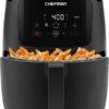 Chefman Digital Air Fryer, One-Touch Control, 4 Cooking Presets, Adjustable Time And Temperature, Fry With 98% Less Oil, LED Shake Reminder, Family Size, 5-Quart, Black