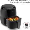 Chefman Digital Air Fryer, One-Touch Control, 4 Cooking Presets, Adjustable Time And Temperature, Fry With 98% Less Oil, LED Shake Reminder, Family Size, 5-Quart, Black