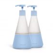 Cleancult Dish Soap Dispenser with Pump, Refillable Glass 14 oz Container, Shatter Resistant, Liquid Dishwashing Detergent, Non-Slip Grip, Matte Clear Frosted Finish, Kitchen Sink, 2 Pack - Periwinkle