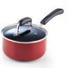 Cook N Home 2601 Stay Cool Handle Pattern 12-Piece Nonstick Cookware Set, Marble Red
