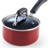 Cook N Home 2601 Stay Cool Handle Pattern 12-Piece Nonstick Cookware Set, Marble Red