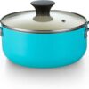 Cook N Home Pots and Pans Set Nonstick, 10 Piece Ceramic Cookware Sets, Kitchen Non Stick Cooking Set with Saucepans, Frying Pans, Dutch Oven Pot with Lids, PFOS and PFOA Free, Turquoise