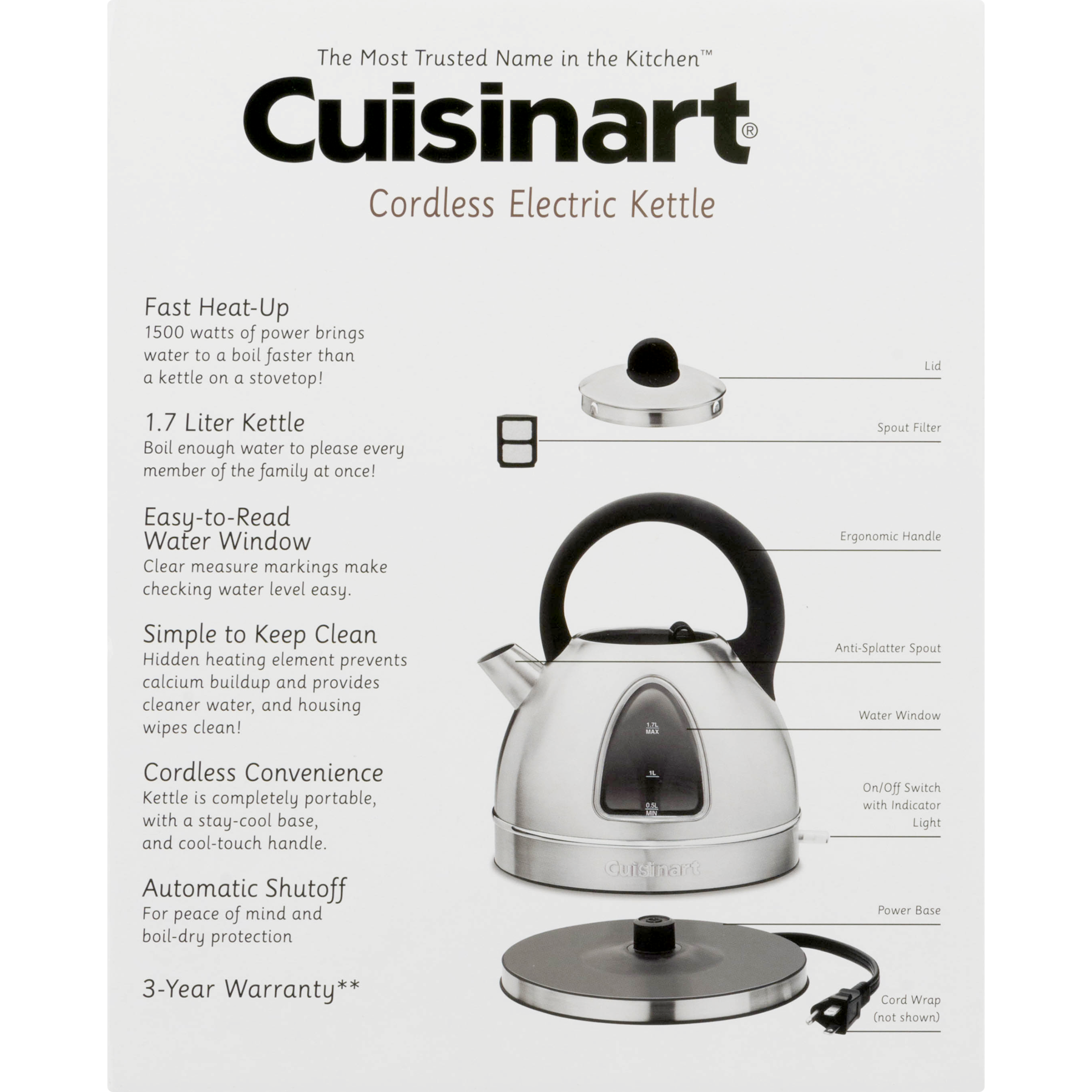 Cuisinart DK17 1.7 Liter Cordless Electric Kettle