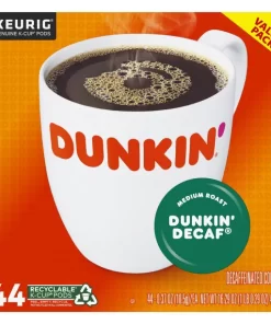 Dunkin' Donuts Decaf Single-Serve K-Cup Pods Medium Roast Coffee 44 Count