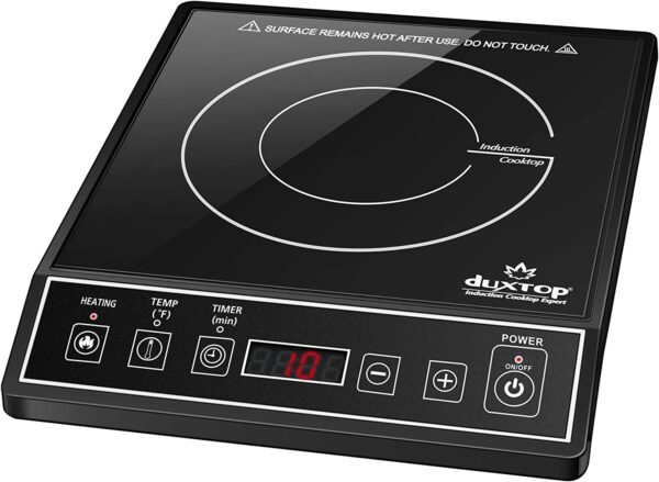 Duxtop Portable Induction Cooktop, Countertop Burner Induction Hot Plate  with LCD Sensor Touch 1800 Watts & Ceramic Non-stick Frying Pan, Stainless