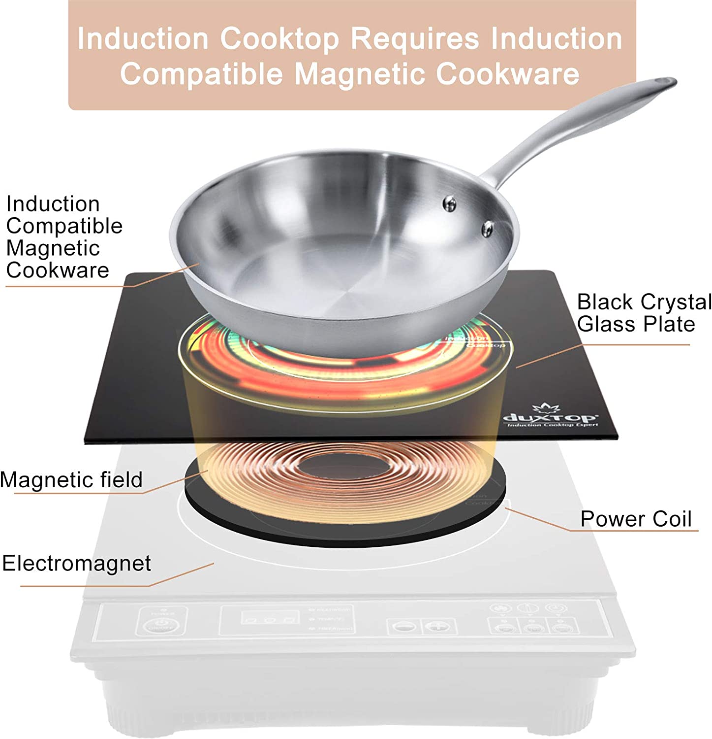 Duxtop Portable Induction Cooktop High End Full Glass Induction Burner  Black