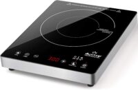 Duxtop Portable Induction Cooktop, High End Full Glass Induction Burner with Sensor Touch, 1800W Countertop Burner with Stainless Steel Housing, E200A, Black