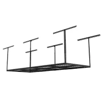 FLEXIMOUNTS GR38B-E Adjustable Height Overhead Ceiling Mount Garage Rack in Black (96 in. W x 36 in. D)