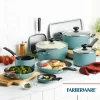 Farberware 20 Pc Easy Clean Aluminum Nonstick Cookware Pots and Pans Set, Aqua Farberware 20 Pc Easy Clean Aluminum Nonstick Cookware Pots and Pans Set, Aqua
