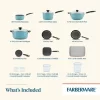 Farberware 20 Pc Easy Clean Aluminum Nonstick Cookware Pots and Pans Set, Aqua Farberware 20 Pc Easy Clean Aluminum Nonstick Cookware Pots and Pans Set, Aqua