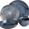 Gibson Elite Matisse 16 Piece Double Bowl Dinnerware Set, Cobalt Blue