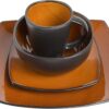 Gibson Soho Lounge Square 16-Piece Dinnerware Set - Amber