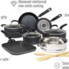 Goodful Cookware Set with Premium Non-Stick Coating, Dishwasher Safe Pots and Pans, Tempered Glass Steam Vented Lids, Stainless Steel Steamer, and Bamboo Cooking Utensils Set, 12-Piece, Charcoal Gray