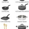 Goodful Cookware Set with Premium Non-Stick Coating, Dishwasher Safe Pots and Pans, Tempered Glass Steam Vented Lids, Stainless Steel Steamer, and Bamboo Cooking Utensils Set, 12-Piece, Charcoal Gray