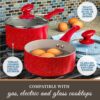 Granite Stone Diamond 8298 Farmhouse 13-Piece Aluminum Ultra-Durable Chalk Grey Diamond Infused Nonstick Coating Cookware Set in Speckled Red