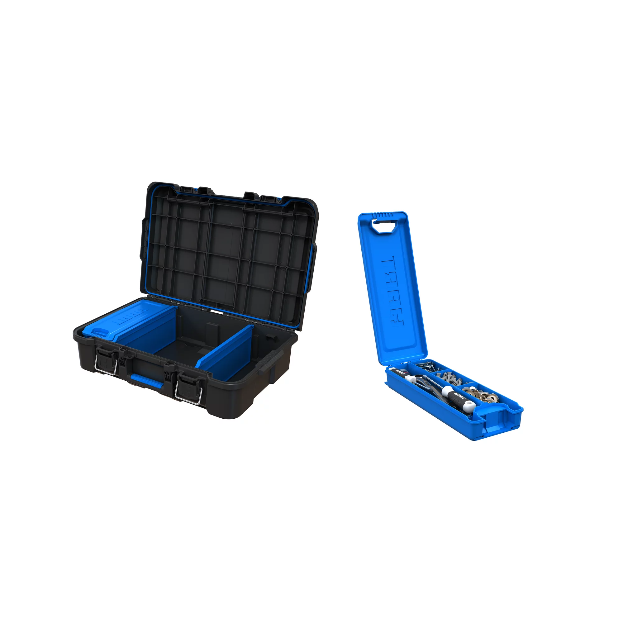 HART Stack System Tool Box with Small Blue Organizer & Dividers