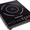 Hamilton Beach Portable Single Induction Cooktop Countertop Burner Hot Plate with Fast Heating Mode, 1800 Watts, 10 Temperature Settings up to 450F, Black (34104)