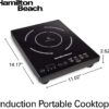 Hamilton Beach Portable Single Induction Cooktop Countertop Burner Hot Plate with Fast Heating Mode, 1800 Watts, 10 Temperature Settings up to 450F, Black (34104)