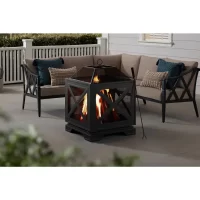 Hampton Bay OFW906S Westbury 26 in. W x 37.8 in. H Outdoor Square Wood Burning Black Fire Pit