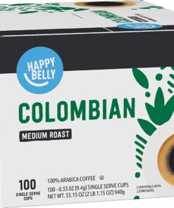 Happy Belly 100 Ct. Medium Roast Coffee Pod Colombian Compatible with Keurig 2.0 K-Cup Brewers